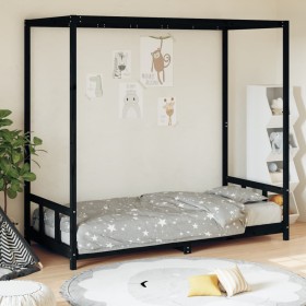 Black pine wood children's bed frame 90x190 cm by vidaXL, Cribs and beds for children - Ref: Foro24-834518, Price: 134,99 €, ...