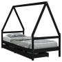 Estructura de cama niños con cajones madera pino negro 80x200cm de vidaXL, Cunas y camas para niños - Ref: Foro24-834467, Pre...