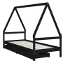 Estructura de cama niños con cajones madera pino negro 80x200cm de vidaXL, Cunas y camas para niños - Ref: Foro24-834467, Pre...