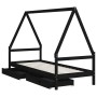 Estructura de cama niños con cajones madera pino negro 80x200cm de vidaXL, Cunas y camas para niños - Ref: Foro24-834467, Pre...