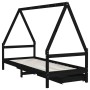 Children's bed frame with black pine wood drawers 80x200cm by vidaXL, Cribs and beds for children - Ref: Foro24-834467, Price...