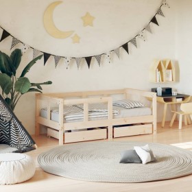 Estructura de cama para niños con cajones madera pino 70x140 cm de vidaXL, Cunas y camas para niños - Ref: Foro24-834411, Pre...