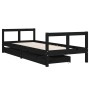 Children's bed frame with black pine wood drawers 80x200cm by vidaXL, Cribs and beds for children - Ref: Foro24-834407, Price...