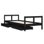 Children's bed frame with black pine wood drawers 80x200cm by vidaXL, Cribs and beds for children - Ref: Foro24-834407, Price...