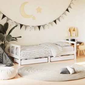 Estructura de cama infantil con cajones madera blanco 90x190 cm de vidaXL, Cunas y camas para niños - Ref: Foro24-834418, Pre...