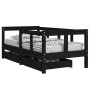 Estructura de cama niños con cajones madera pino negro 70x140cm de vidaXL, Cunas y camas para niños - Ref: Foro24-834413, Pre...