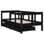 Estructura de cama niños con cajones madera pino negro 70x140cm de vidaXL, Cunas y camas para niños - Ref: Foro24-834413, Pre...