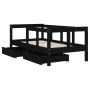 Estructura de cama niños con cajones madera pino negro 70x140cm de vidaXL, Cunas y camas para niños - Ref: Foro24-834413, Pre...