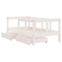 Children's bed frame with drawers, made of white pine wood, 70x140 cm. by vidaXL, Cribs and beds for children - Ref: Foro24-8...