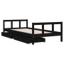 Children's bed frame with drawers made of black pine wood 90x200cm by vidaXL, Cribs and beds for children - Ref: Foro24-83441...