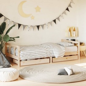 Estructura de cama para niños con cajones madera pino 90x200 cm de vidaXL, Cunas y camas para niños - Ref: Foro24-834408, Pre...