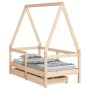 Estructura de cama para niños con cajones madera pino 70x140 cm de vidaXL, Cunas y camas para niños - Ref: Foro24-834471, Pre...