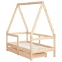 Estructura de cama para niños con cajones madera pino 70x140 cm de vidaXL, Cunas y camas para niños - Ref: Foro24-834471, Pre...