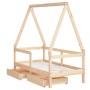 Estructura de cama para niños con cajones madera pino 70x140 cm de vidaXL, Cunas y camas para niños - Ref: Foro24-834471, Pre...