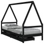 Estructura de cama niños con cajones madera pino negro 90x200cm de vidaXL, Cunas y camas para niños - Ref: Foro24-834470, Pre...