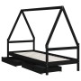 Estructura de cama niños con cajones madera pino negro 90x200cm de vidaXL, Cunas y camas para niños - Ref: Foro24-834470, Pre...