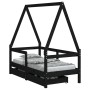 Estructura de cama niños con cajones madera pino negro 70x140cm de vidaXL, Cunas y camas para niños - Ref: Foro24-834473, Pre...