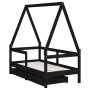 Estructura de cama niños con cajones madera pino negro 70x140cm de vidaXL, Cunas y camas para niños - Ref: Foro24-834473, Pre...