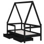 Estructura de cama niños con cajones madera pino negro 70x140cm de vidaXL, Cunas y camas para niños - Ref: Foro24-834473, Pre...