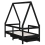 Estructura de cama niños con cajones madera pino negro 70x140cm de vidaXL, Cunas y camas para niños - Ref: Foro24-834473, Pre...