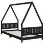 Black pine wood children's bed frame 90x200 cm by vidaXL, Cribs and beds for children - Ref: Foro24-834500, Price: 155,76 €, ...