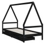 Estructura cama infantil y cajones madera pino negro 90x190 cm de vidaXL, Cunas y camas para niños - Ref: Foro24-834479, Prec...