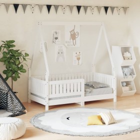 White pine wood children's bed frame 70x140 cm by vidaXL, Cribs and beds for children - Ref: Foro24-834502, Price: 140,99 €, ...