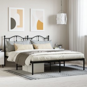 Bed frame with black metal headboard 160x200 cm by vidaXL, Beds and slatted bases - Ref: Foro24-353442, Price: 123,08 €, Disc...