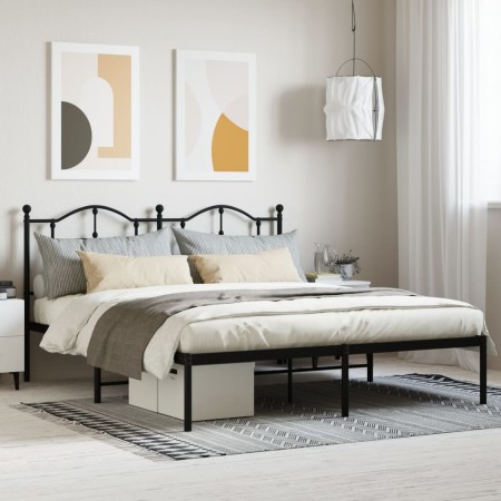 Estructura de cama con cabecero metal negro 160x200 cm de vidaXL, Camas y somieres - Ref: Foro24-353442, Precio: 121,68 €, De...