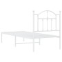 Metal bed frame with white headboard 75x190 cm by vidaXL, Beds and slatted bases - Ref: Foro24-353478, Price: 77,50 €, Discou...