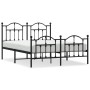 Black metal headboard and footboard bed frame 150x200 cm by vidaXL, Beds and slatted bases - Ref: Foro24-353459, Price: 144,9...