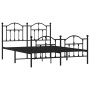 Black metal headboard and footboard bed frame 150x200 cm by vidaXL, Beds and slatted bases - Ref: Foro24-353459, Price: 144,9...