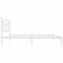 Metal bed frame with white headboard 90x190 cm by vidaXL, Beds and slatted bases - Ref: Foro24-353480, Price: 80,66 €, Discou...