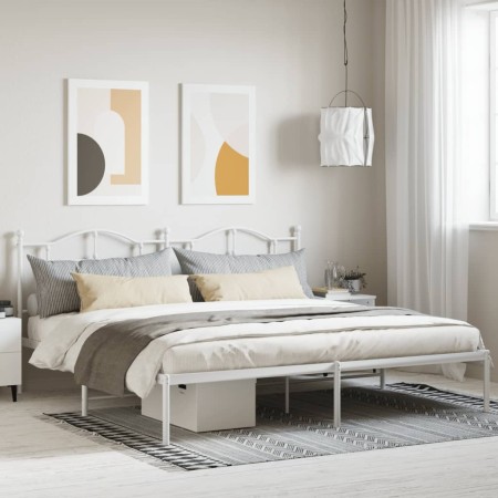 Estructura de cama con cabecero metal blanca 200x200 cm de vidaXL, Camas y somieres - Ref: Foro24-353495, Precio: 131,64 €, D...