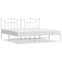 White metal bed frame with headboard 200x200 cm by vidaXL, Beds and slatted bases - Ref: Foro24-353495, Price: 131,64 €, Disc...