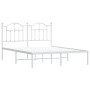 Metal bed frame with white headboard 150x200 cm by vidaXL, Beds and slatted bases - Ref: Foro24-353490, Price: 118,64 €, Disc...