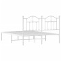 Metal bed frame with white headboard 150x200 cm by vidaXL, Beds and slatted bases - Ref: Foro24-353490, Price: 118,64 €, Disc...