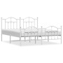 Estructura cama metal con cabecero y estribo blanco 160x200 cm de vidaXL, Camas y somieres - Ref: Foro24-353509, Precio: 143,...