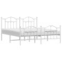 Metal bed frame with headboard and white footboard 160x200 cm by vidaXL, Beds and slatted bases - Ref: Foro24-353509, Price: ...