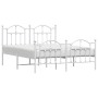 Metal bed frame with headboard and white footboard 150x200 cm by vidaXL, Beds and slatted bases - Ref: Foro24-353508, Price: ...