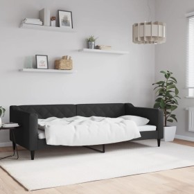 Black fabric sofa bed 90x200 cm by vidaXL, Beds and slatted bases - Ref: Foro24-354163, Price: 235,47 €, Discount: %