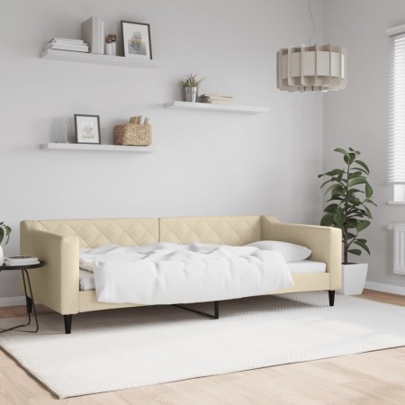 Cream fabric sofa bed 90x200 cm by vidaXL, Beds and slatted bases - Ref: Foro24-354165, Price: 213,71 €, Discount: %