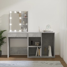 Dressing table with LED and concrete gray plywood cabinet by vidaXL, Bedroom Dressers - Ref: Foro24-3082021, Price: 130,52 €,...