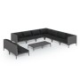 Muebles de jardín 10 pzas y cojines ratán sintético gris oscuro de vidaXL, Conjuntos de jardín - Ref: Foro24-3099885, Precio:...