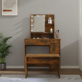 Smoked Oak Plywood LED Vanity Set by vidaXL, Bedroom Dressers - Ref: Foro24-3114120, Price: 119,17 €, Discount: %