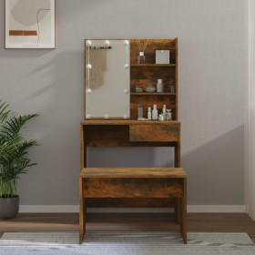 Smoked Oak Plywood LED Vanity Set by vidaXL, Bedroom Dressers - Ref: Foro24-3114112, Price: 108,25 €, Discount: %