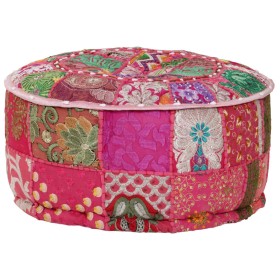 Puf redondo de pachtwork algodón hecho a mano 40x20 cm rosa de vidaXL, Otomanas - Ref: Foro24-246574, Precio: 41,99 €, Descue...