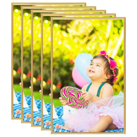 Tabletop collage photo frames 5 pcs golden MDF 13x18 cm by vidaXL, Photo frames - Ref: Foro24-332116, Price: 12,00 €, Discoun...