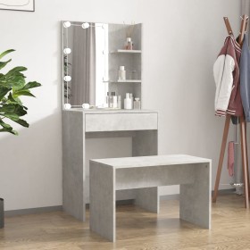 Concrete Gray Plywood LED Vanity Set by vidaXL, Bedroom Dressers - Ref: Foro24-3114134, Price: 101,64 €, Discount: %