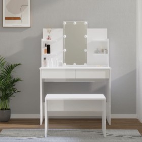 Glossy White Plywood LED Vanity Set by vidaXL, Bedroom Dressers - Ref: Foro24-3114127, Price: 202,99 €, Discount: %